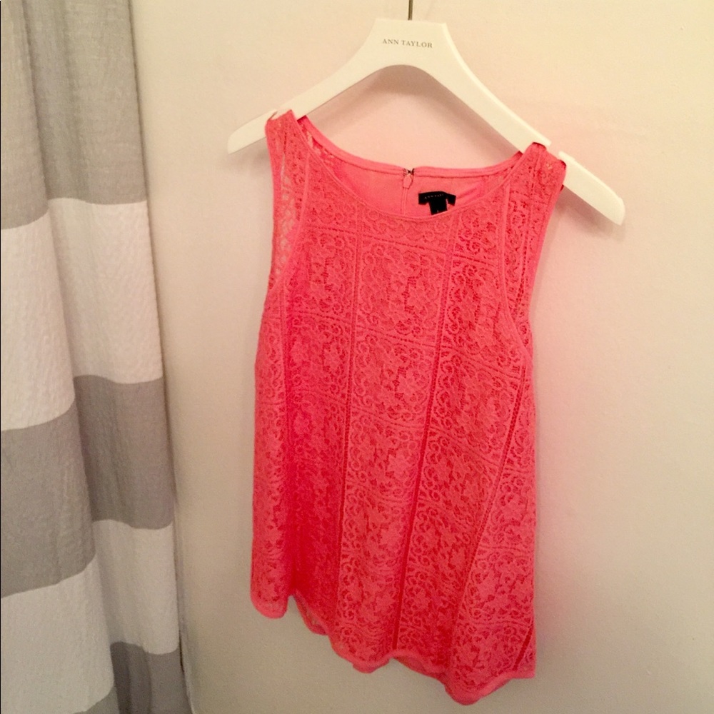 Ann Taylor Coral Lace Tank